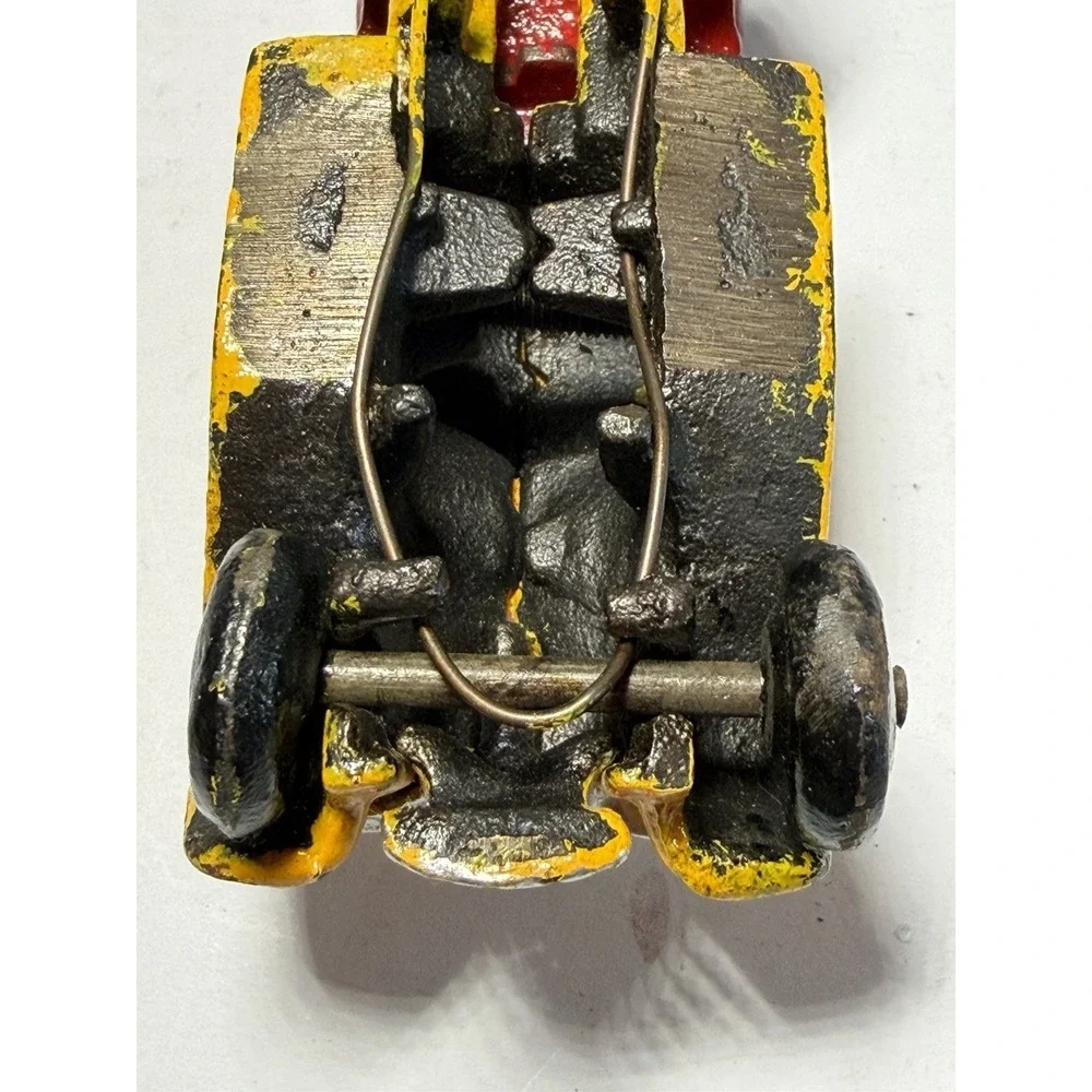 Cast Iron Dump Truck Toy Yellow Red Vintage Style Heavy Made In China